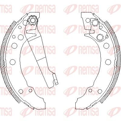 REMSA 4045.00: Piduriklotside komplekt Tagasild, 180mm, koos kangiga