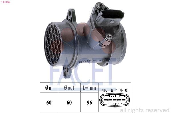 FACET 10.1158: Senzor debit aer Made in Italy - OE Equivalent