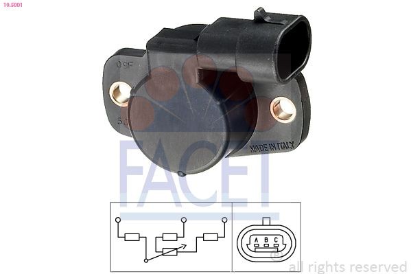 FACET 10.5001: Andur, drosselklapiasend ilma tihendita, Made in Italy - OE Equivalent