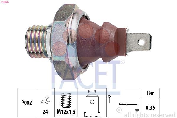 FACET 7.0026: Senzor presiune ulei Made in Italy - OE Equivalent