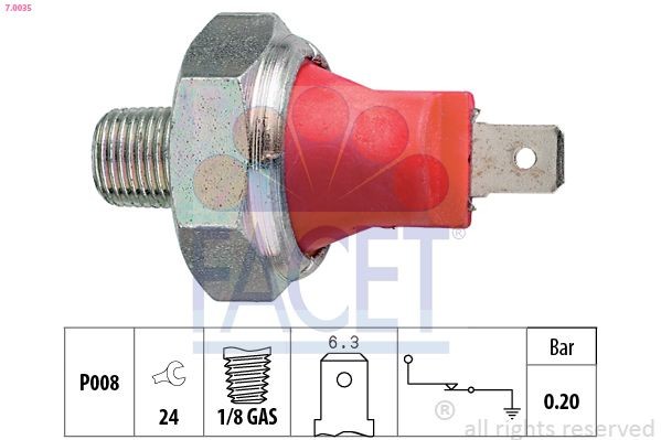 FACET 7.0035: Capteur de pression d'huile Made in Italy - OE Equivalent