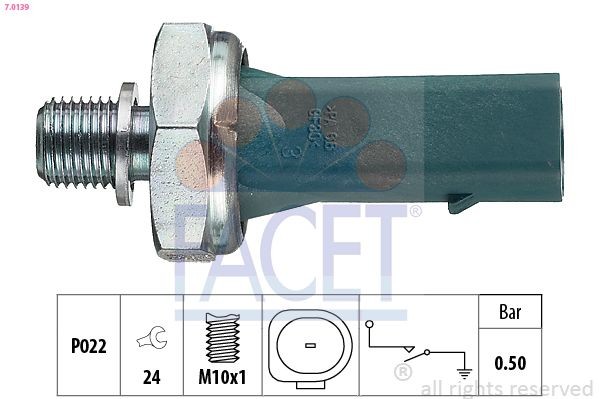 FACET 7.0139: Alyvos slėgio jungiklis Made in Italy - OE Equivalent