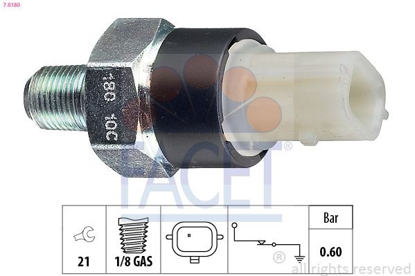 FACET 7.0180: Eļļas spiediena devējs Made in Italy - OE Equivalent