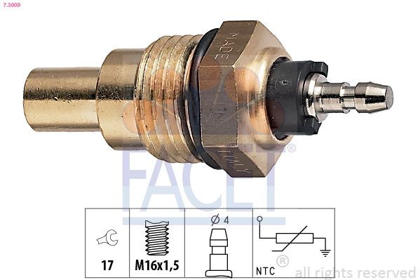 FACET 7.3009: Andur, Jahutusvedeliku temp. M16x1,5, Made in Italy - OE Equivalent