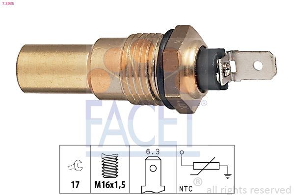 FACET 7.3035: Andur, Jahutusvedeliku temp. M16x1,5, Made in Italy - OE Equivalent