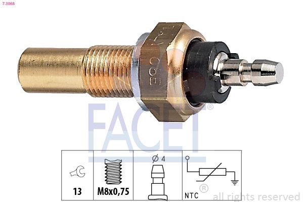 FACET 7.3068: Andur, Jahutusvedeliku temp. M8x0,75, Made in Italy - OE Equivalent