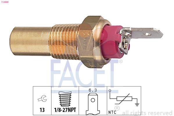 FACET 7.3069: Andur, Jahutusvedeliku temp. 1/8-27NPT, Made in Italy - OE Equivalent