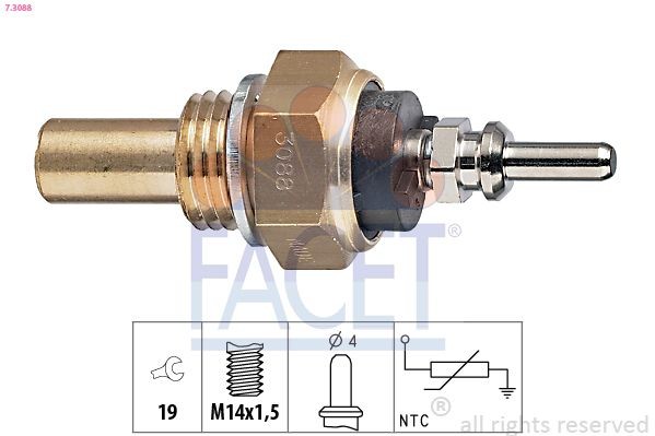 FACET 7.3088: Andur, Jahutusvedeliku temp. M14x1,5, Made in Italy - OE Equivalent