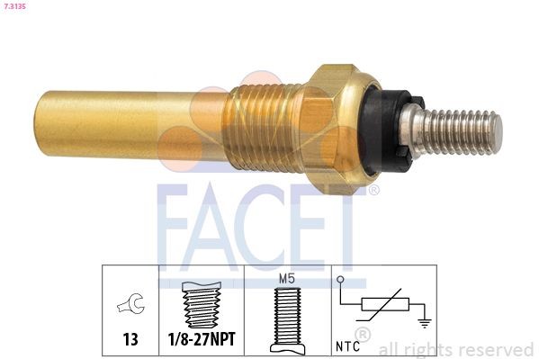 FACET 7.3135: Andur, Jahutusvedeliku temp. 1/8-27NPT, Made in Italy - OE Equivalent