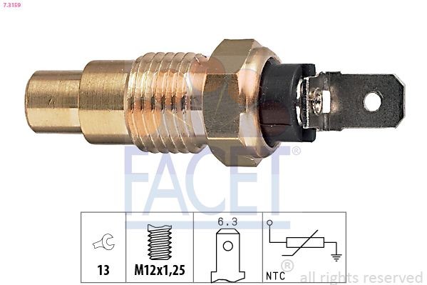 FACET 7.3159: Andur, Jahutusvedeliku temp. M12x1,25, Made in Italy - OE Equivalent