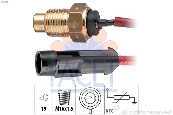 FACET 7.3175: Senzor, temperatura lichid de racire M16x1,5, Made in Italy - OE Equivalent