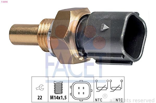 FACET 7.3316: Andur, Jahutusvedeliku temp. Made in Italy - OE Equivalent