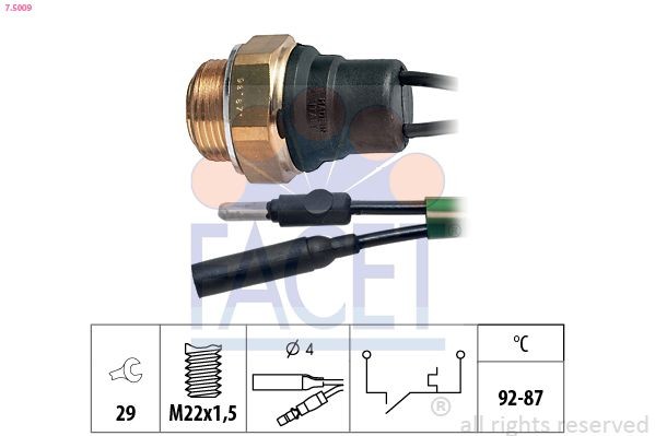 FACET 7.4069: Temperatuurilüliti, jahutusvedeliku hoiatuslamp Made in Italy - OE Equivalent