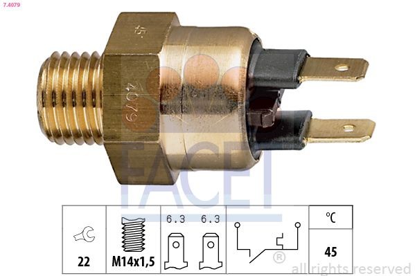 FACET 7.4079: Temperatuurilüliti, jahutusvedeliku hoiatuslamp Made in Italy - OE Equivalent