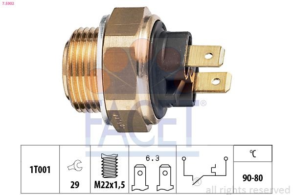 FACET 7.5002: Temperatuurilülitus, radiaatorivent. Made in Italy - OE Equivalent