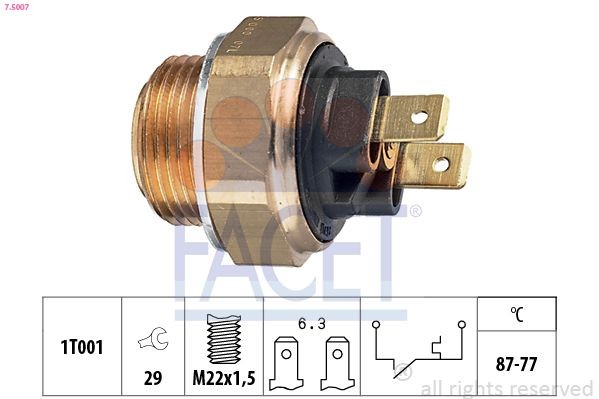 FACET 7.5007: Termokontakt, kylarfläkt Made in Italy - OE Equivalent