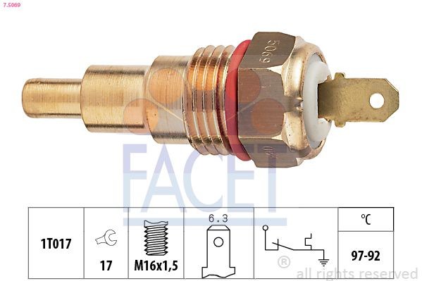 FACET 7.5069: Temperatuurilülitus, radiaatorivent. Made in Italy - OE Equivalent