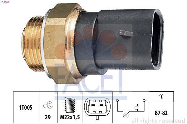 FACET 7.5102: Comutator temperatura, ventilator radiator Made in Italy - OE Equivalent