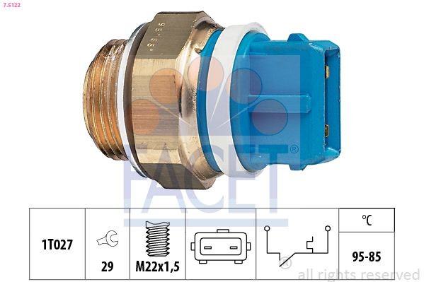 FACET 7.5122: Temperatuurilülitus, radiaatorivent. Made in Italy - OE Equivalent