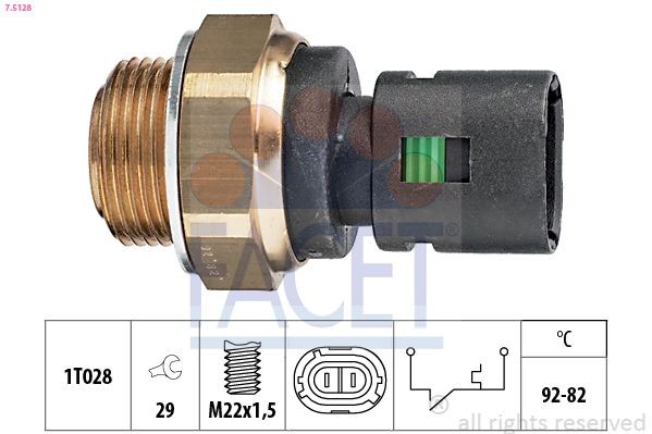 FACET 7.5128: Comutator temperatura, ventilator radiator Made in Italy - OE Equivalent