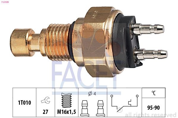 FACET 7.5139: Comutator temperatura, ventilator radiator Made in Italy - OE Equivalent