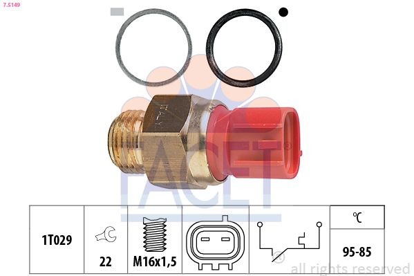 FACET 7.5149: Comutator temperatura, ventilator radiator Made in Italy - OE Equivalent