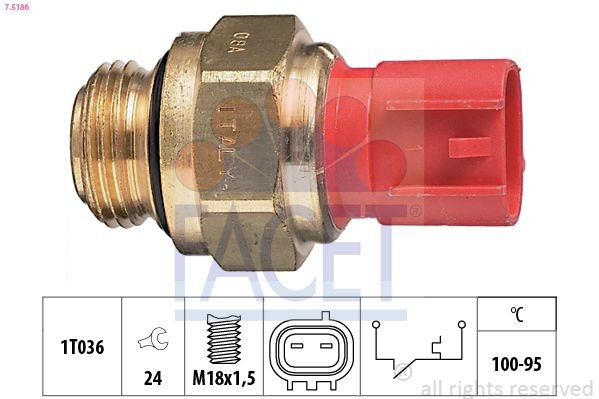 FACET 7.5186: Comutator temperatura, ventilator radiator Made in Italy - OE Equivalent