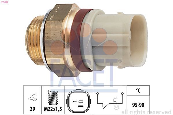 FACET 7.5197: Temperatuurilülitus, radiaatorivent. Made in Italy - OE Equivalent