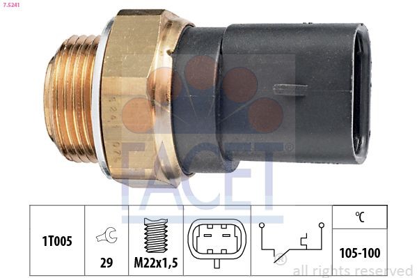 FACET 7.5241: Temperatuurilülitus, radiaatorivent. Made in Italy - OE Equivalent