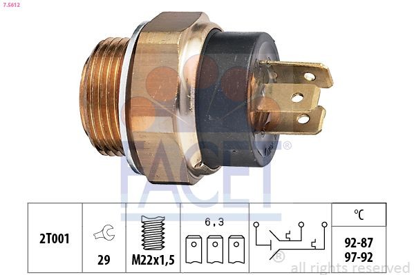 FACET 7.5612: Comutator temperatura, ventilator radiator Made in Italy - OE Equivalent
