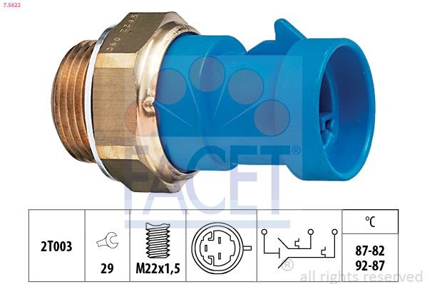 FACET 7.5622: Temperatuurilülitus, radiaatorivent. Made in Italy - OE Equivalent