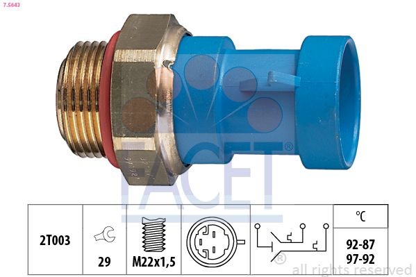 FACET 7.5643: Temperatuurilülitus, radiaatorivent. Made in Italy - OE Equivalent