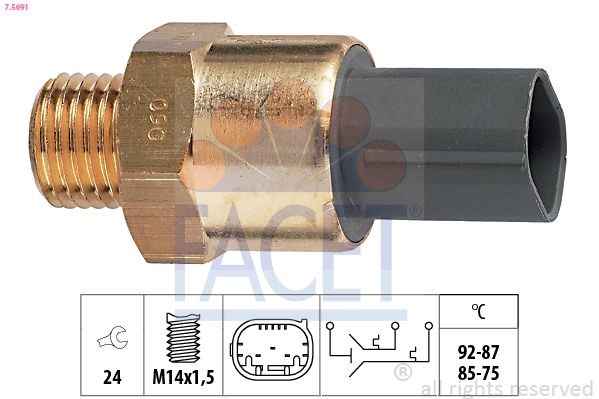 FACET 7.5691: Temperatuurilülitus, radiaatorivent. Made in Italy - OE Equivalent