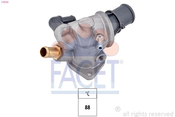 FACET 7.8122: Termostat, lichid racire 88°C, cu etansare, cu racord cu filet pentru senzorul de temperatură, Made in Italy - OE Equivalent