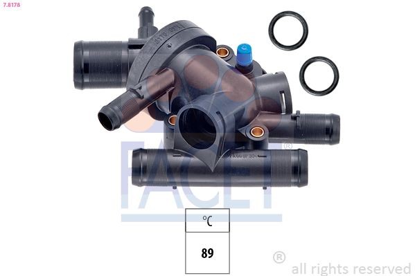 FACET 7.8178: Termostaat, Jahutusvedelik 89°C, koos tihendiga, Made in Italy - OE Equivalent