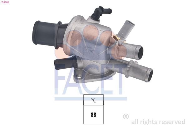 FACET 7.8181: Termostaat, Jahutusvedelik 88°C, koos tihendiga, Made in Italy - OE Equivalent