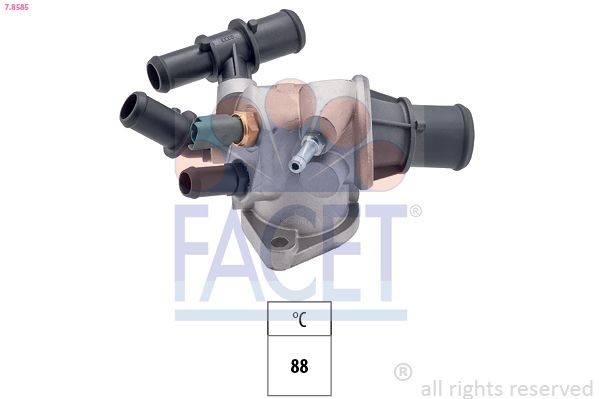 FACET 7.8585: Termostaat, Jahutusvedelik 88°C, koos tihendiga, Made in Italy - OE Equivalent