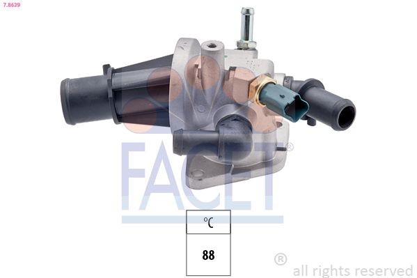FACET 7.8639: Termostaat, Jahutusvedelik 88°C, koos tihendiga, Made in Italy - OE Equivalent
