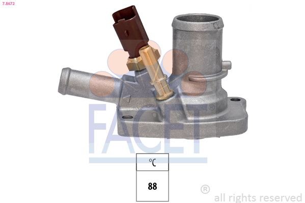 FACET 7.8672: Termostaat, Jahutusvedelik 88°C, koos tihendiga, Made in Italy - OE Equivalent