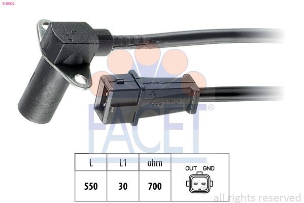 FACET 9.0002: Senzor impulsuri, arbore cotit Made in Italy - OE Equivalent