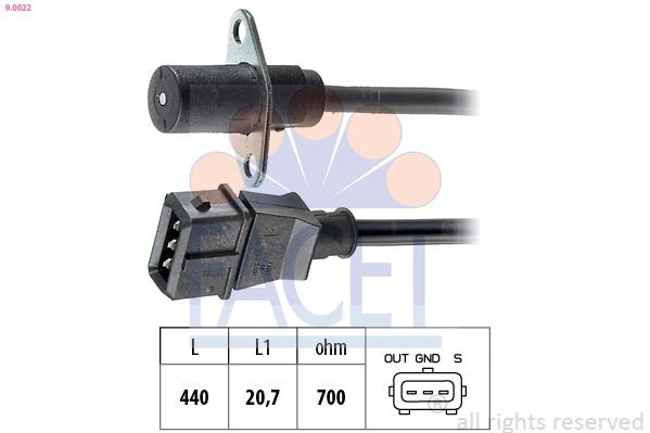 FACET 9.0022: Senzor impulsuri, arbore cotit Made in Italy - OE Equivalent