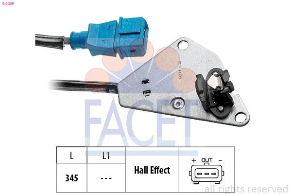 FACET 9.0209: Jutiklis, skirstomojo veleno padėtis Made in Italy - OE Equivalent