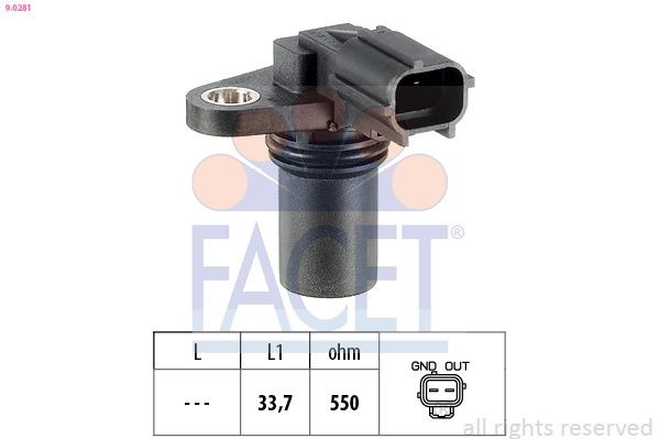 FACET 9.0281: Senzor, pozitie ax cu came Made in Italy - OE Equivalent