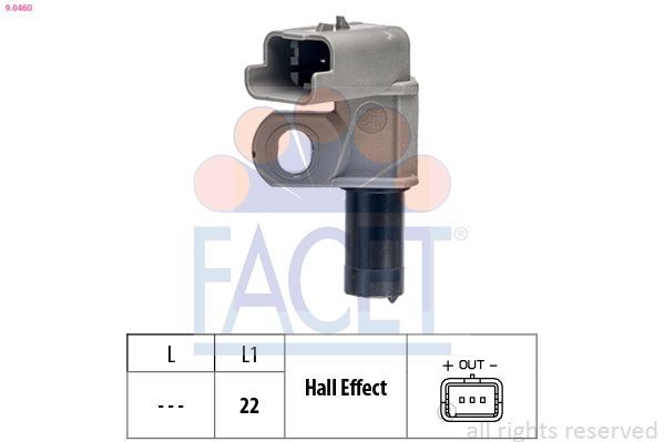 FACET 9.0460: Senzor, pozitie ax cu came Made in Italy - OE Equivalent