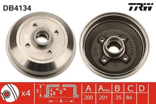 TRW DB4134: Tambur frana fara senzor ABS