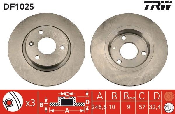 TRW DF1025: Piduriketas Ø: 247mm, täis, Ø: 247mm, koos kruvidega