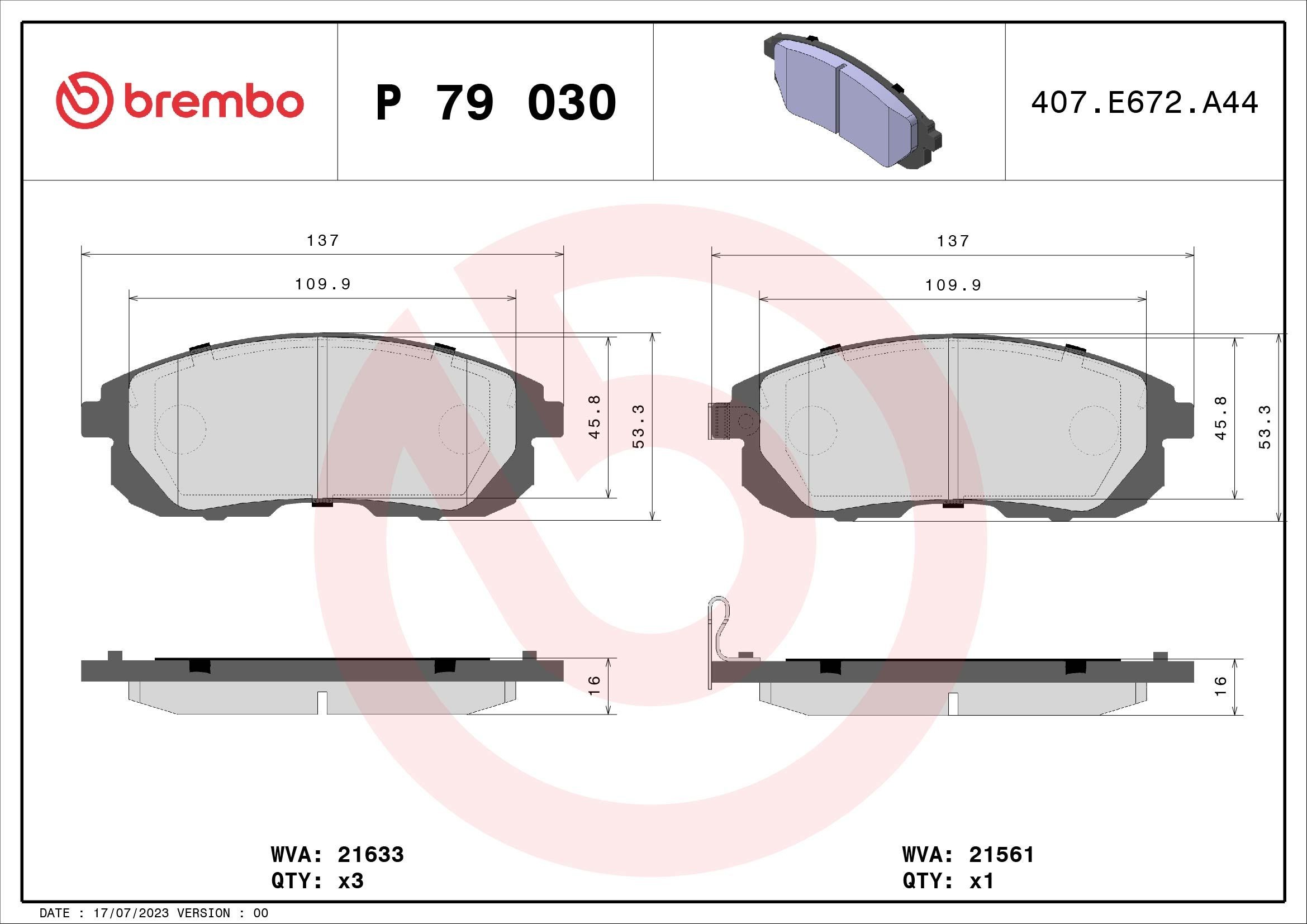BREMBO P 23 136G: Plăcuțe de frână BEYOND LINE - Greenance cu acceasorii, cu suruburi etrier, cu tabla anti scartait