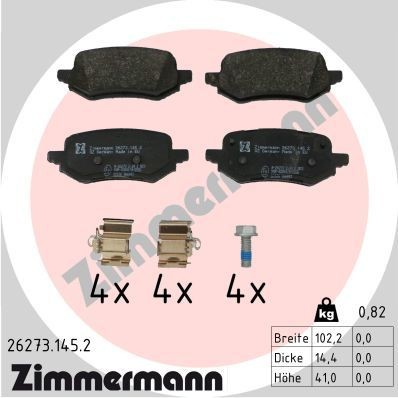 ZIMMERMANN 26273.145.2: Plăcuțe de frână Fotografia corespunde volumului livrării, cu tablă de alunecare, cu suruburi