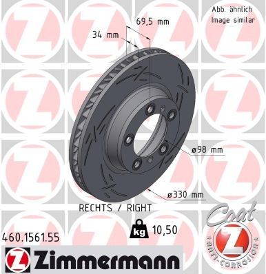 ZIMMERMANN 460.1561.55: Piduriketas BLACK Z Ø: 330mm, sisemine õhutus, piludega, Ø: 330mm, kaetud