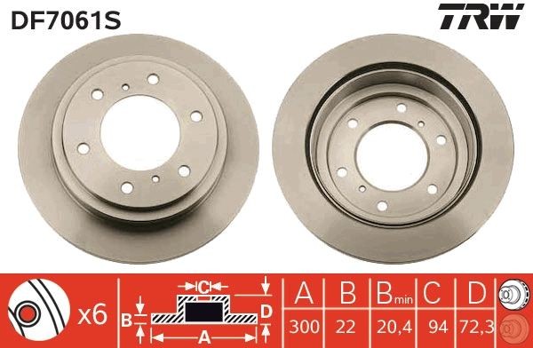 TRW DF7061S: Piduriketas TRW SINGLE Ø: 300mm, õhutusega, Ø: 300mm, värvitud